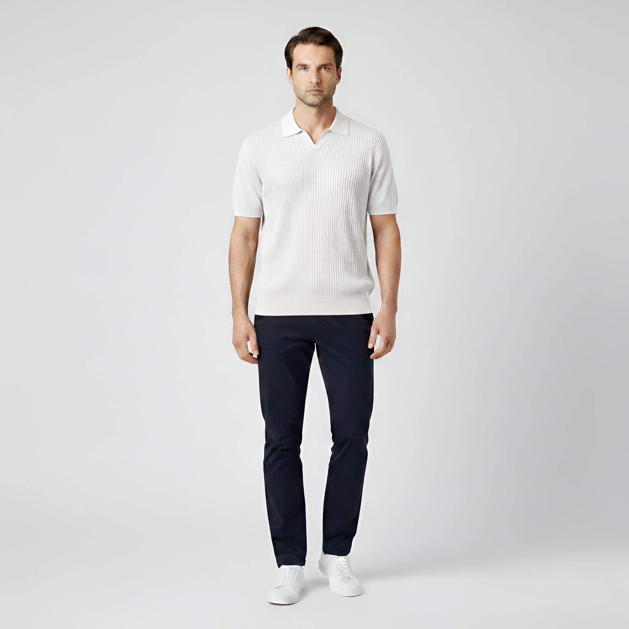 Polo de punto para hombre en algodón con manga corta y cuello