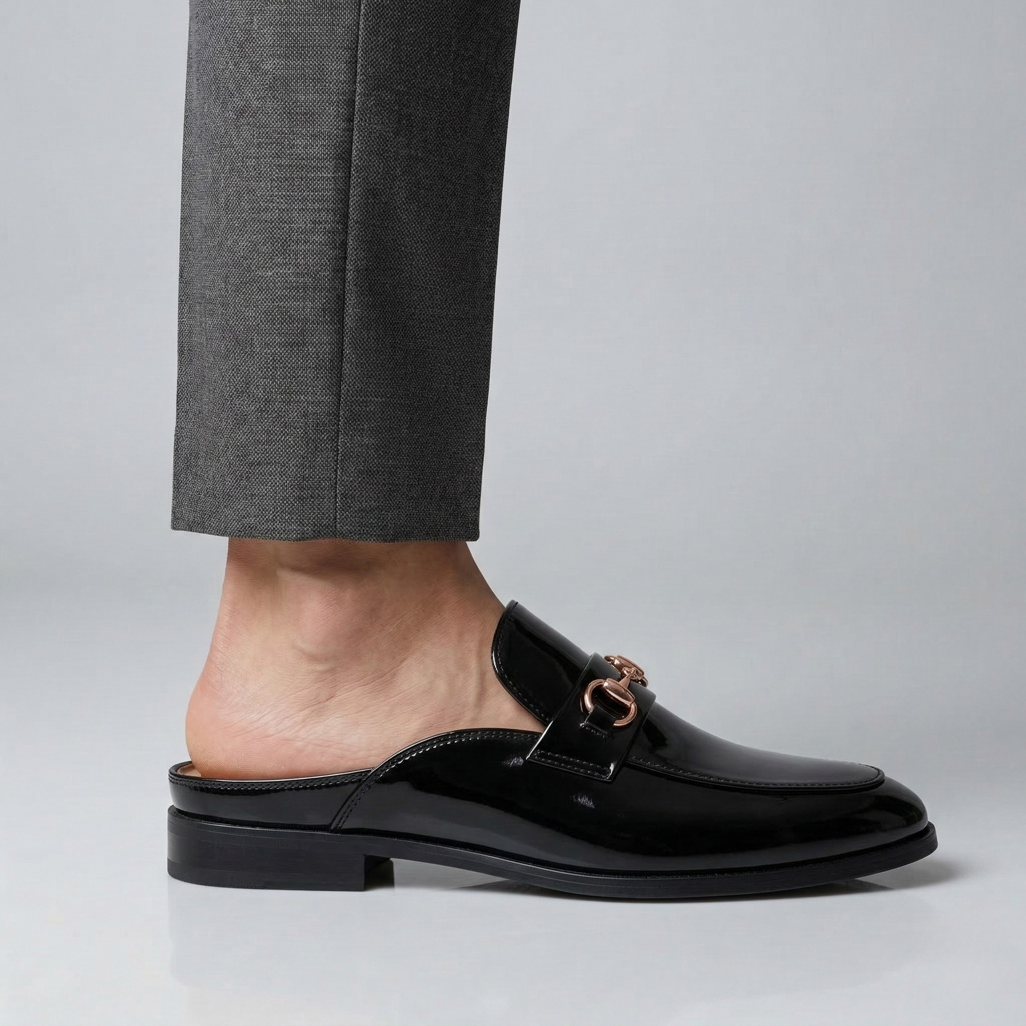 Herre loafers i læder med metalspænde elegante slip-on sko til mænd