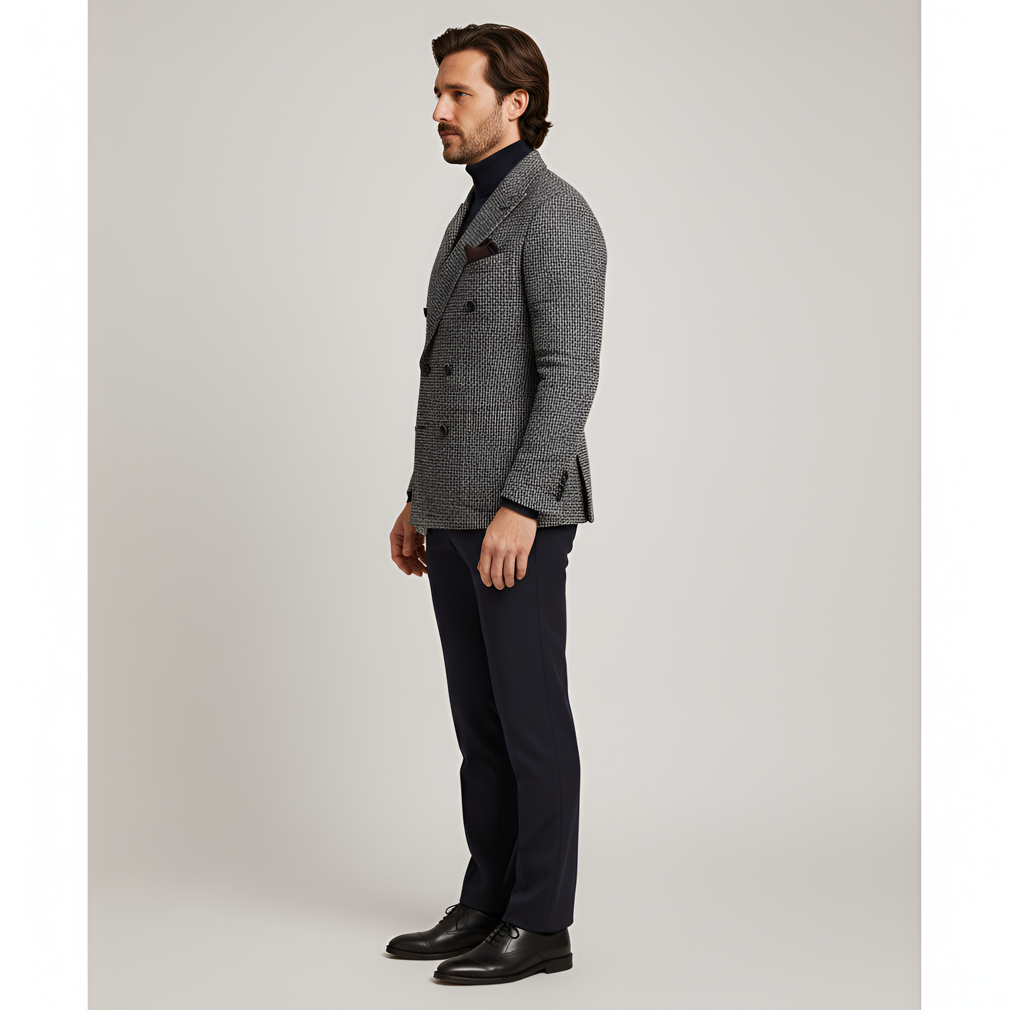 Bellivaro férfi kétsoros gyapjúkeverék blézer szabott fazonnal