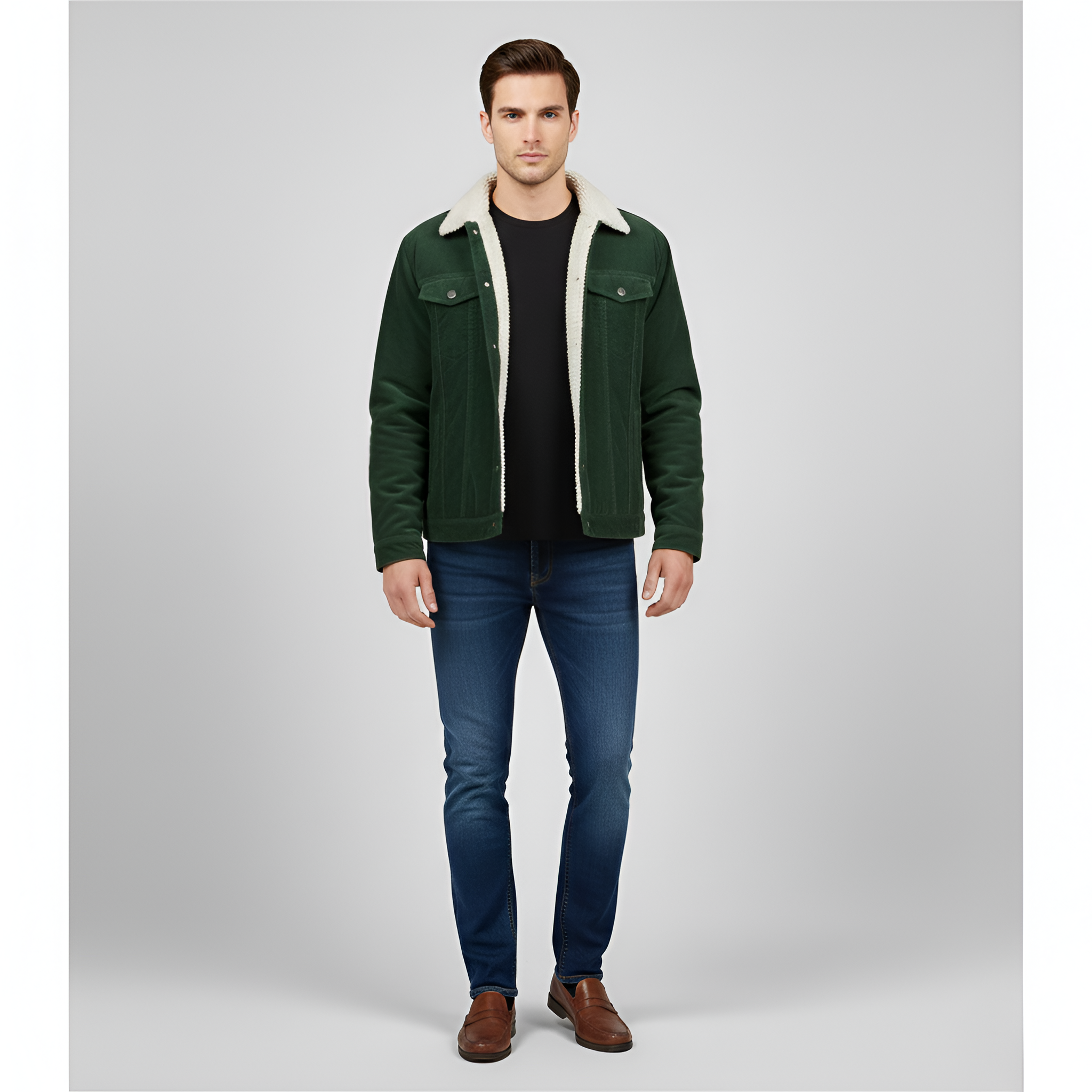 Bellivaro Βελούδινο Μπουφάν Ανδρικό με Επένδυση Sherpa