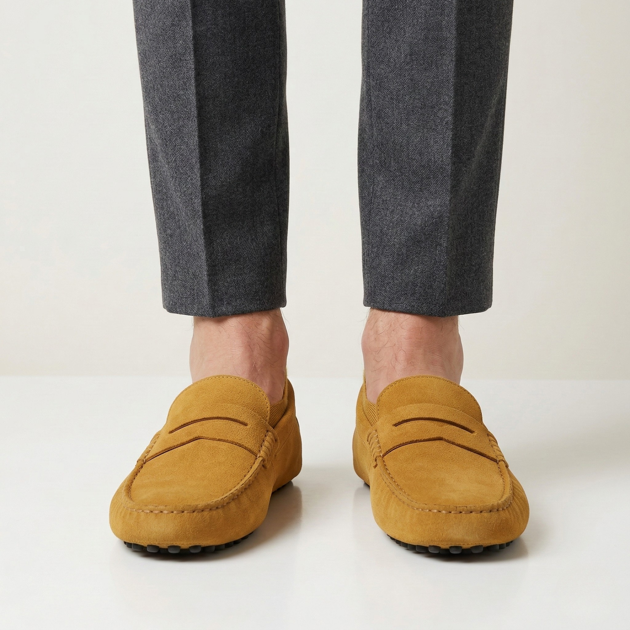 Pánske mokasíny z brúseného semišu, slip-on, pohodlné bežné topánky pre mužov