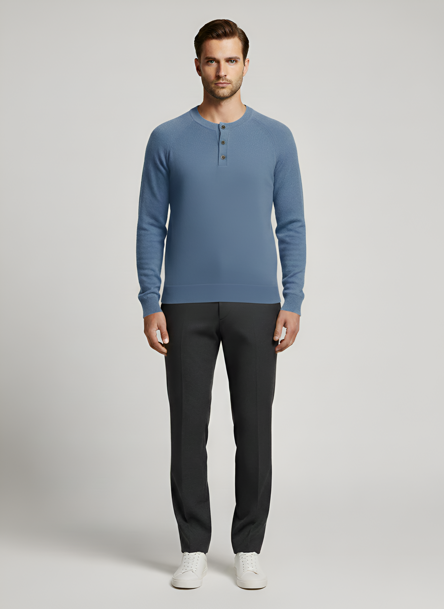 Bellivaro férfi henley pulóver kasmír gyapjúból