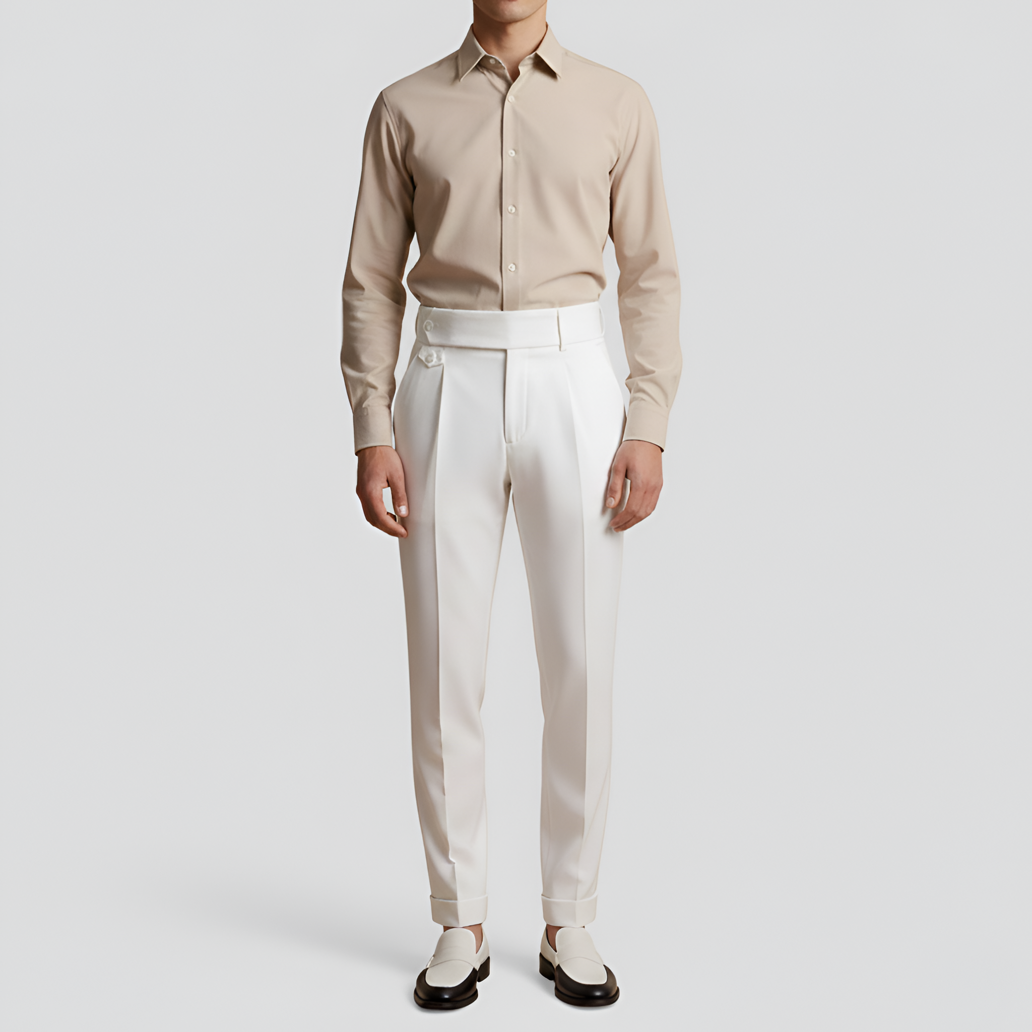 Bellivaro pánske nohavice na oblek s vysokým pásom a na mieru šitým strihom