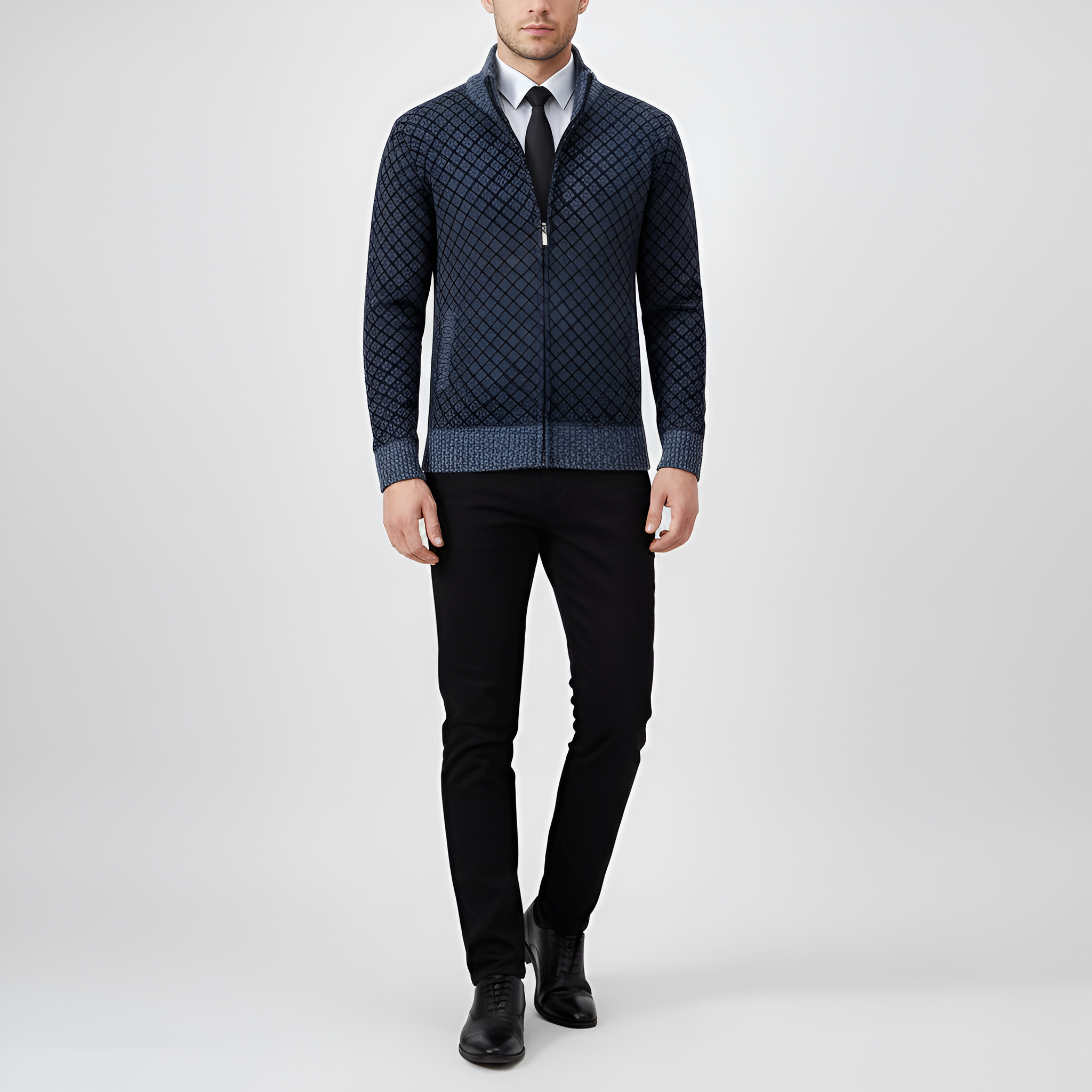 Bellivaro férfi gyapjúkeverék cipzáros pulóver