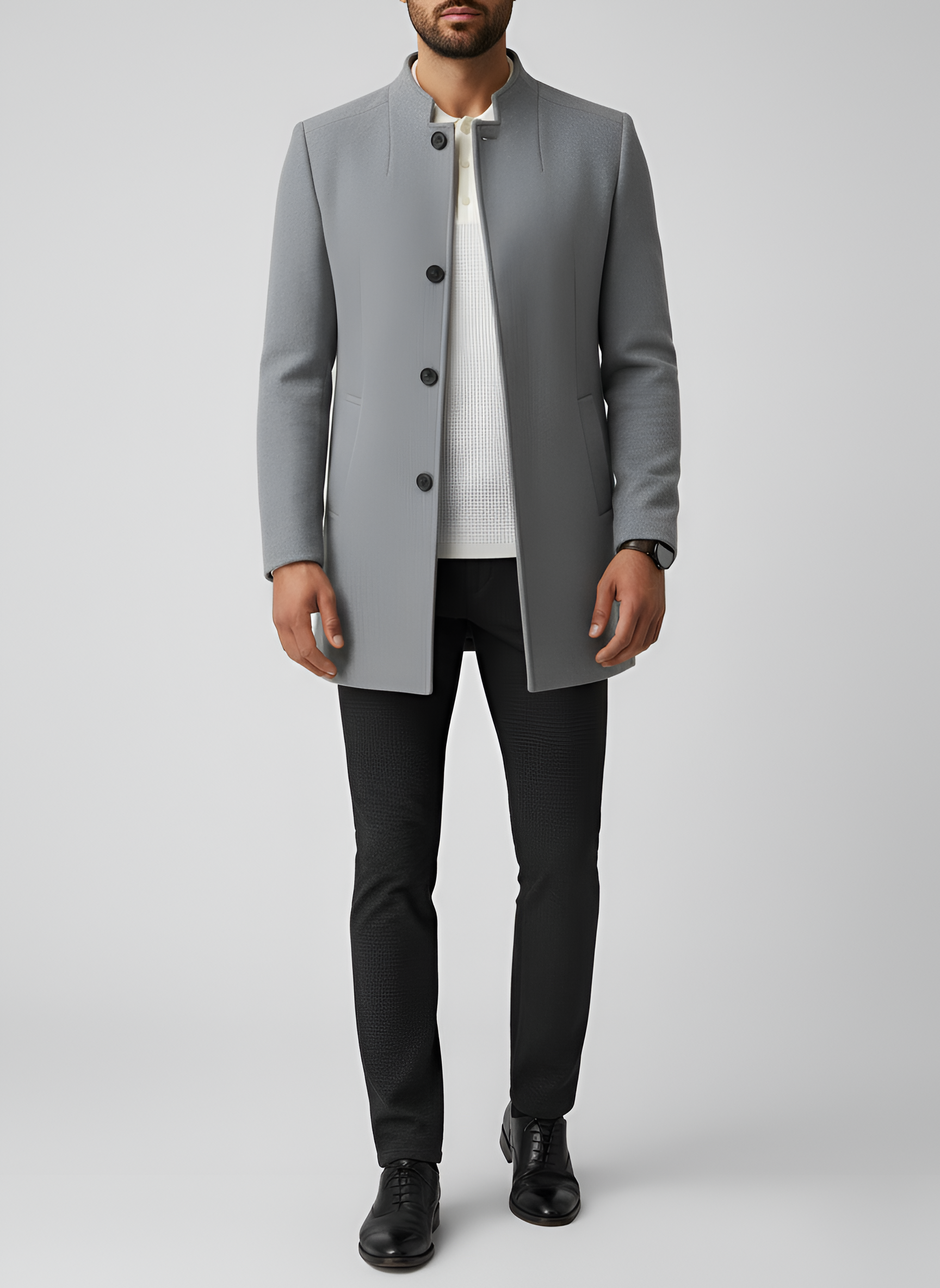 Bellivaro férfi blézer álló gallérral gyapjúkeverékből