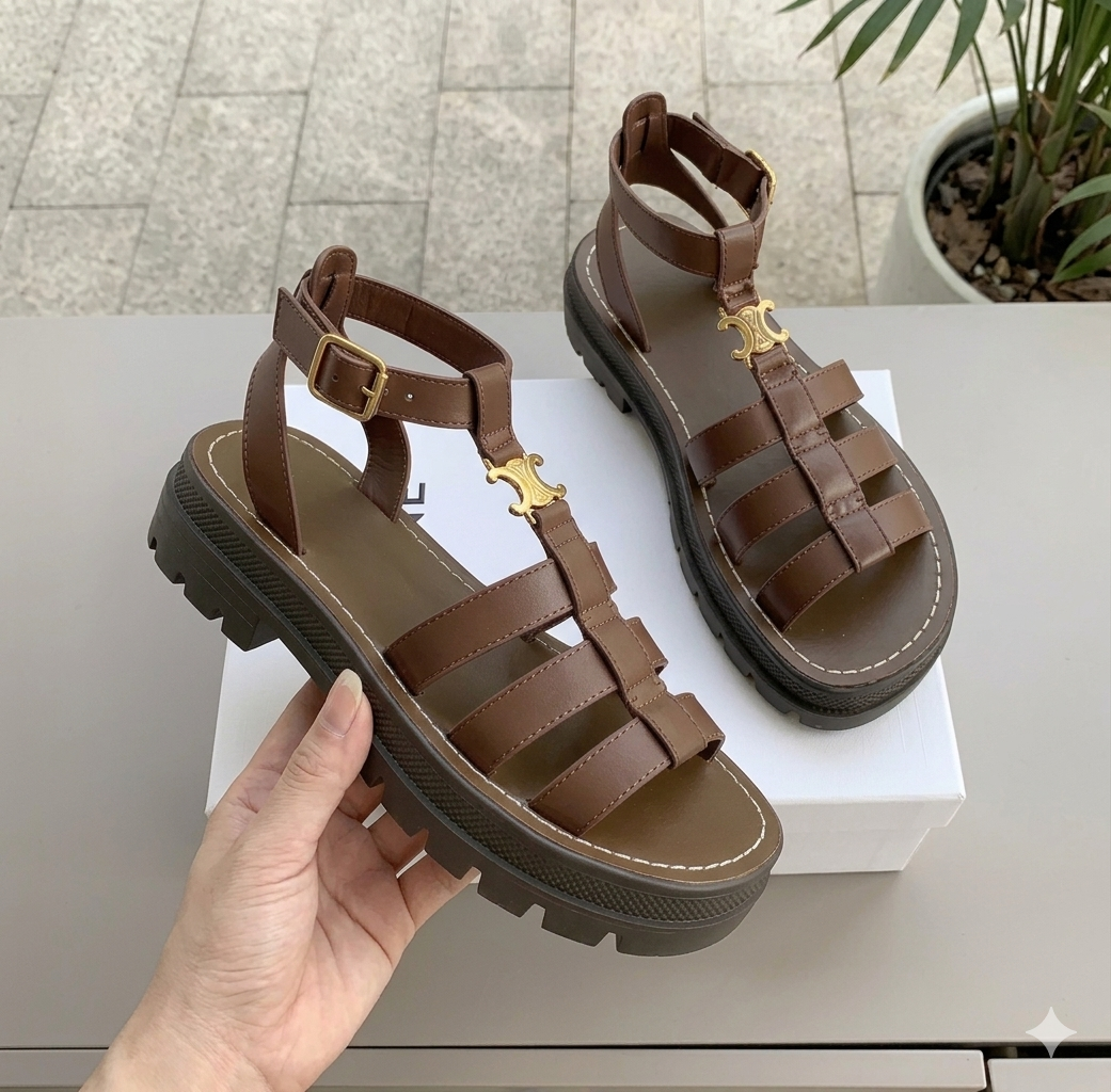 Chunky sandaler til damer med flettet rem