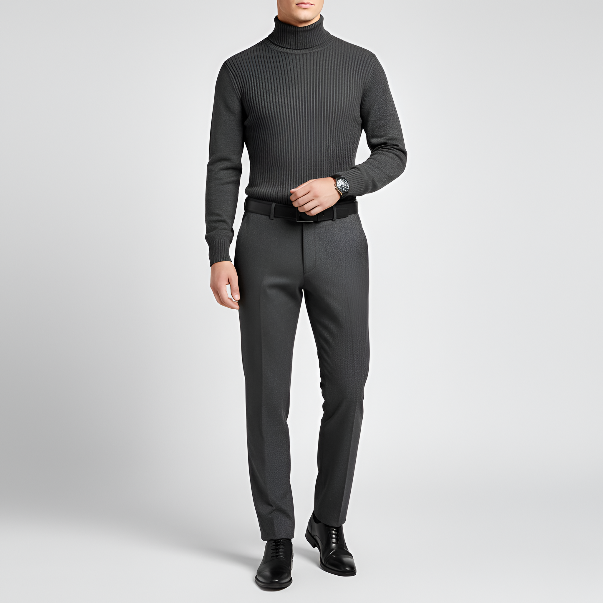 Bellivaro ανδρικό πουλόβερ με ριγέ λαιμόκοψη σε κλασική εφαρμογή