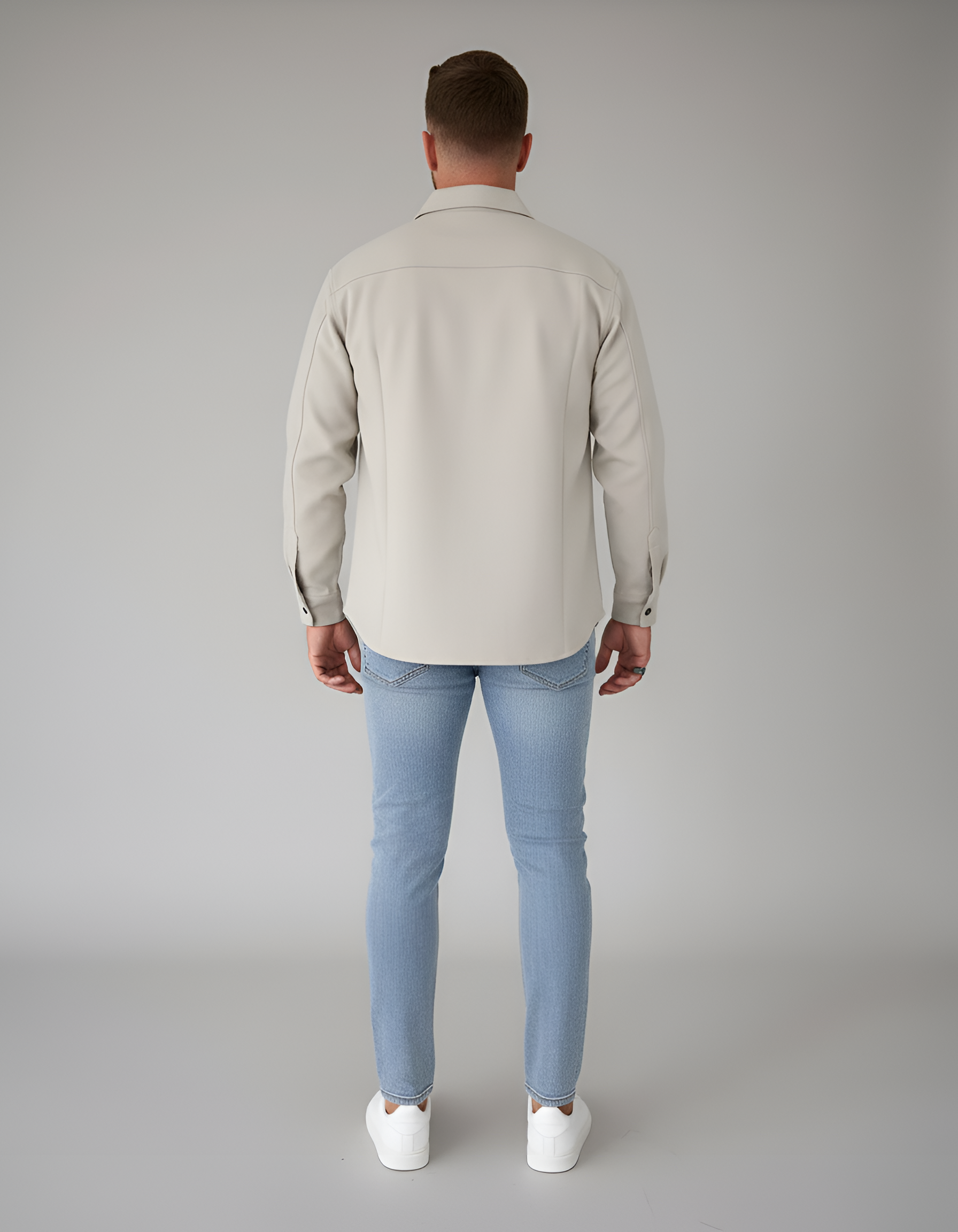 Chaqueta camisa para hombre Bellivaro en mezcla de lana con botones, ajuste casual