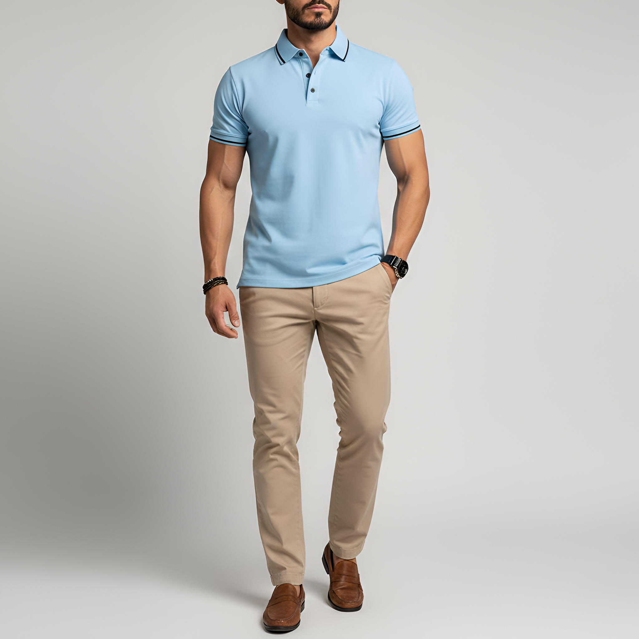 Pánské polo tričko z bavlny – úzký střih krátký rukáv polo košile