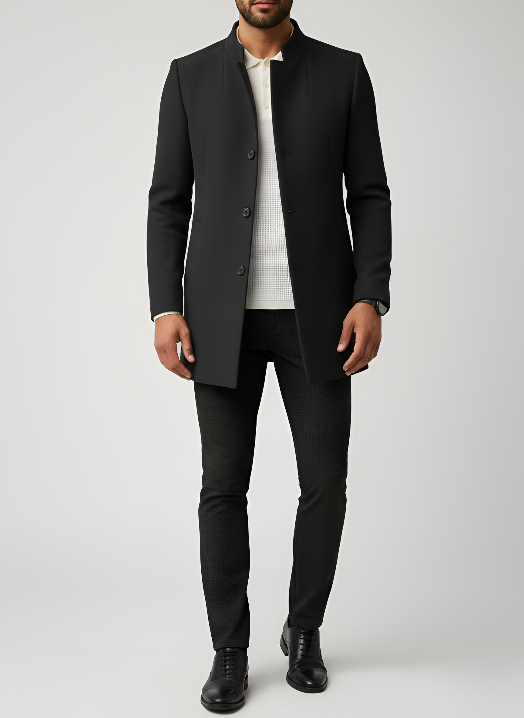 Bellivaro férfi blézer álló gallérral gyapjúkeverékből