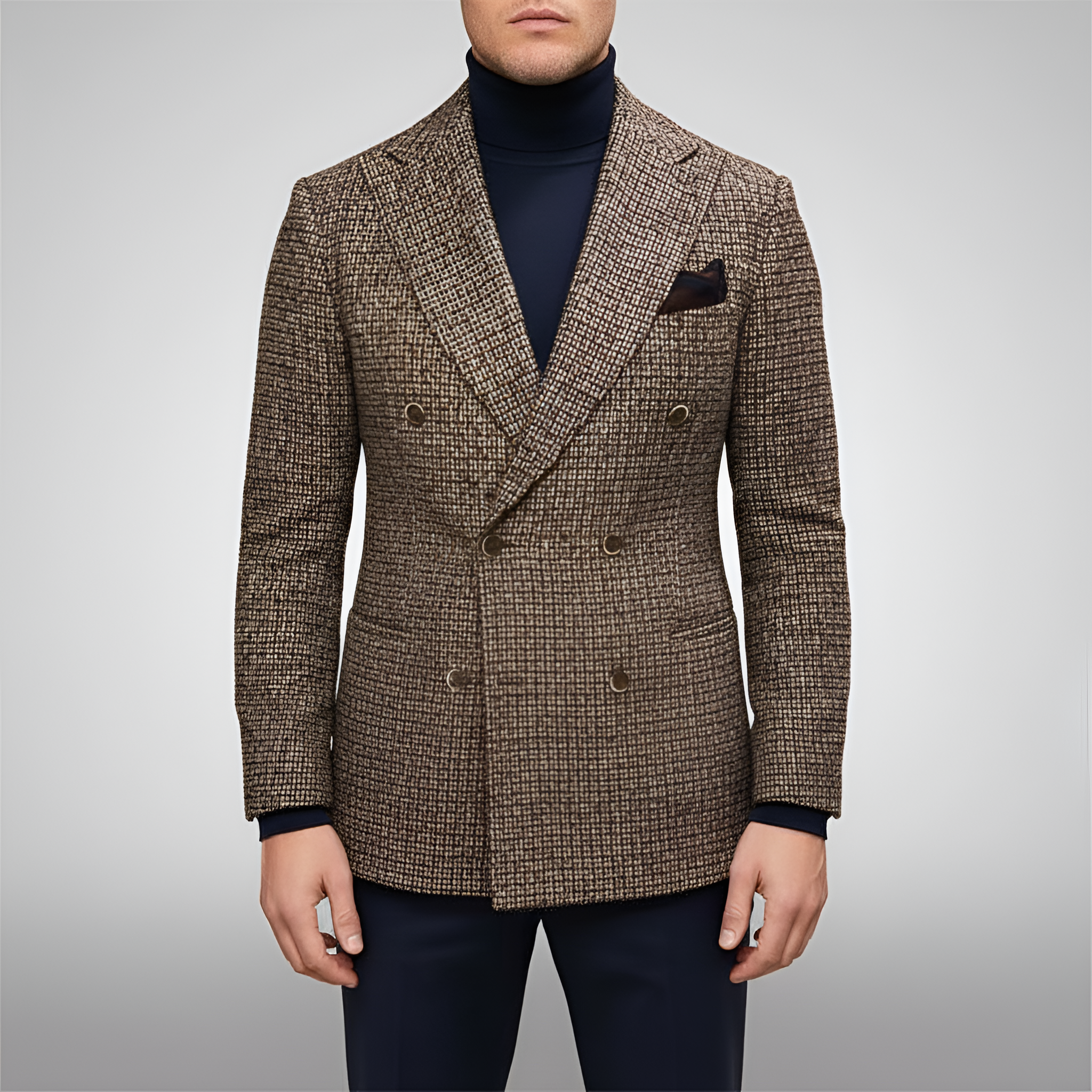 Bellivaro férfi kétsoros gyapjúkeverék blézer szabott fazonnal