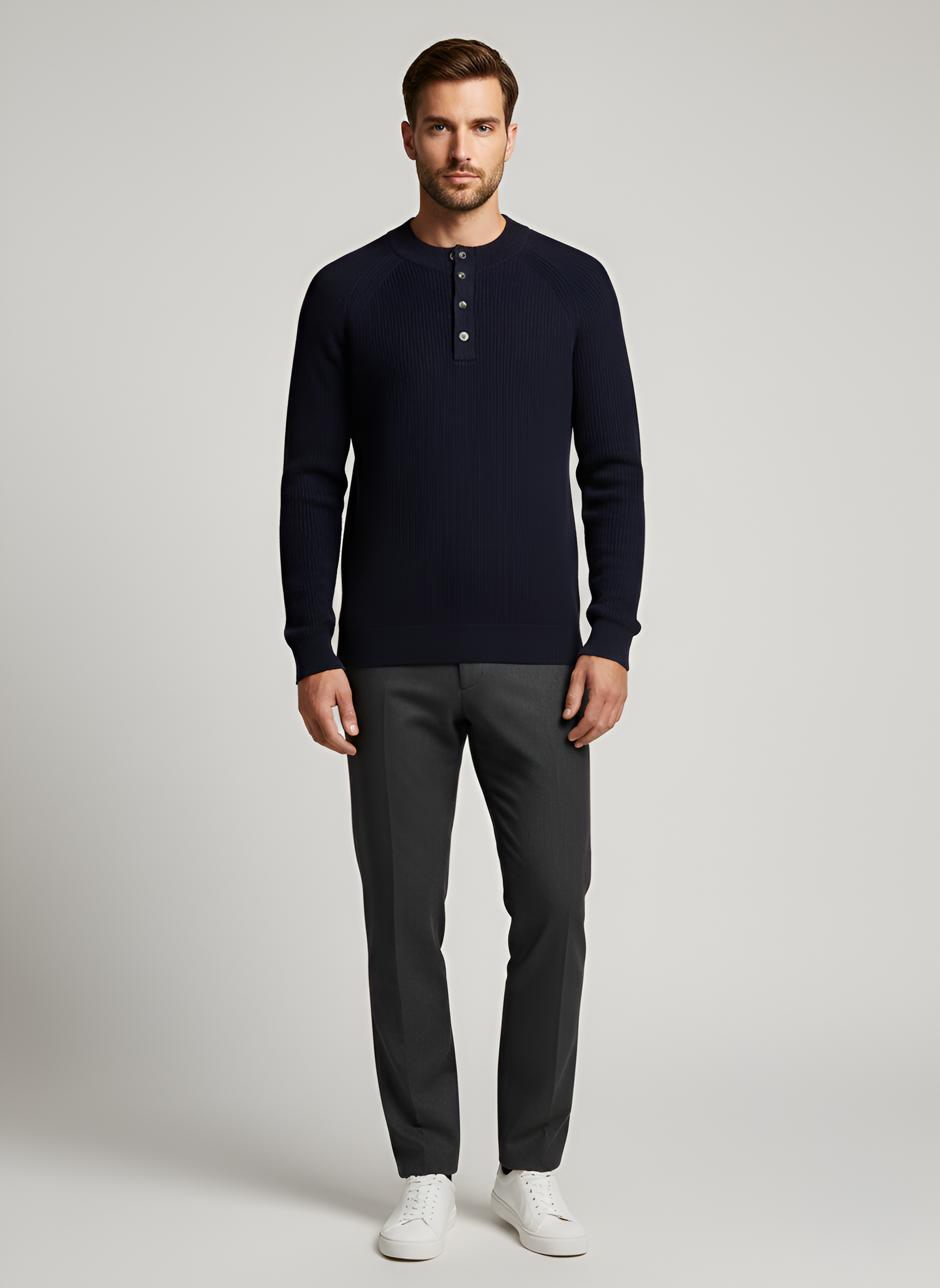 Bellivaro ανδρικό henley πουλόβερ από μαλλί