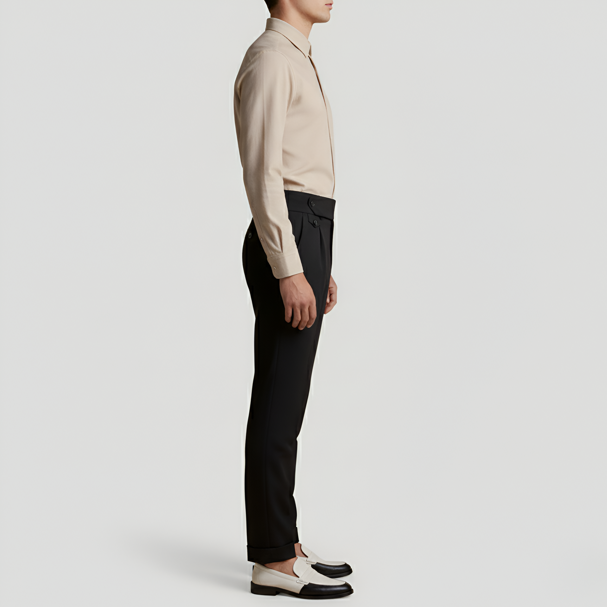 Bellivaro pánske nohavice na oblek s vysokým pásom a na mieru šitým strihom