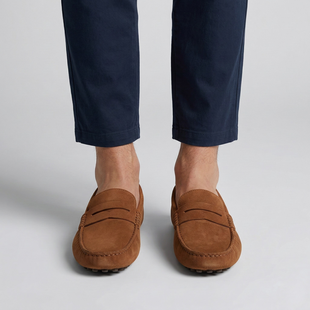 Mocassins pour homme en daim, chaussures à enfiler confortables et décontractées