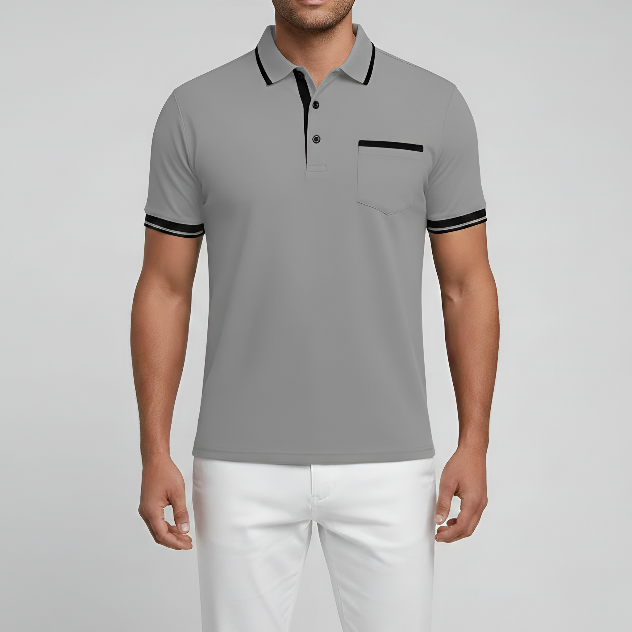 Herre polo t-shirt i bomuld – klassisk kortærmet poloshirt med brystlomme