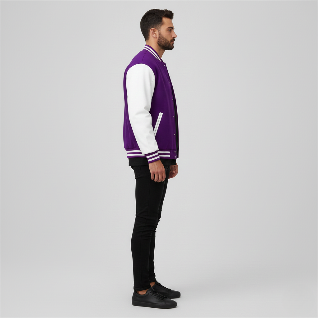 Chaqueta bomber varsity para hombre Bellivaro con botones a presión y corte clásico
