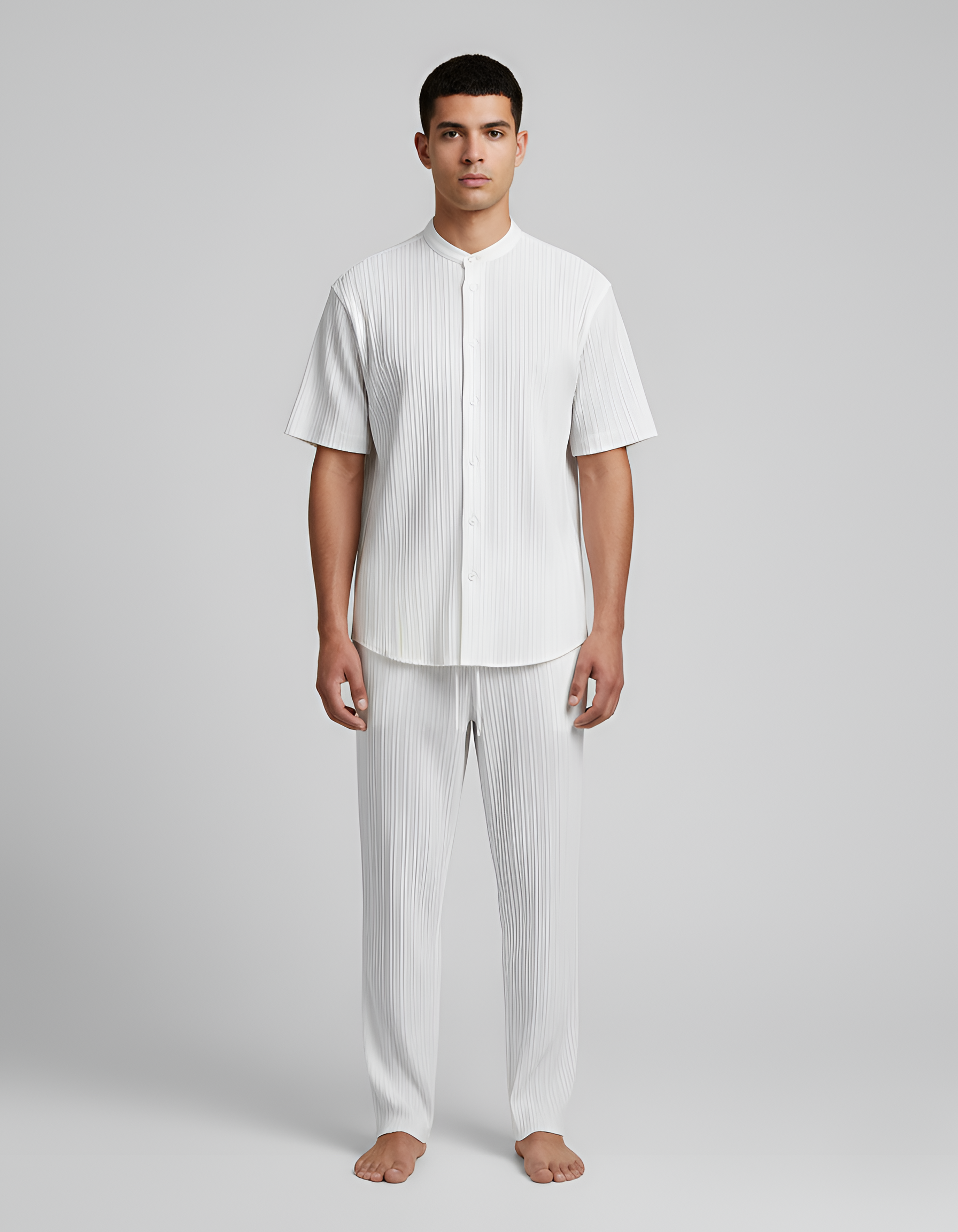 Pánsky letný set s krátkym rukávom košele a nohavíc z bavlnenej zmesi