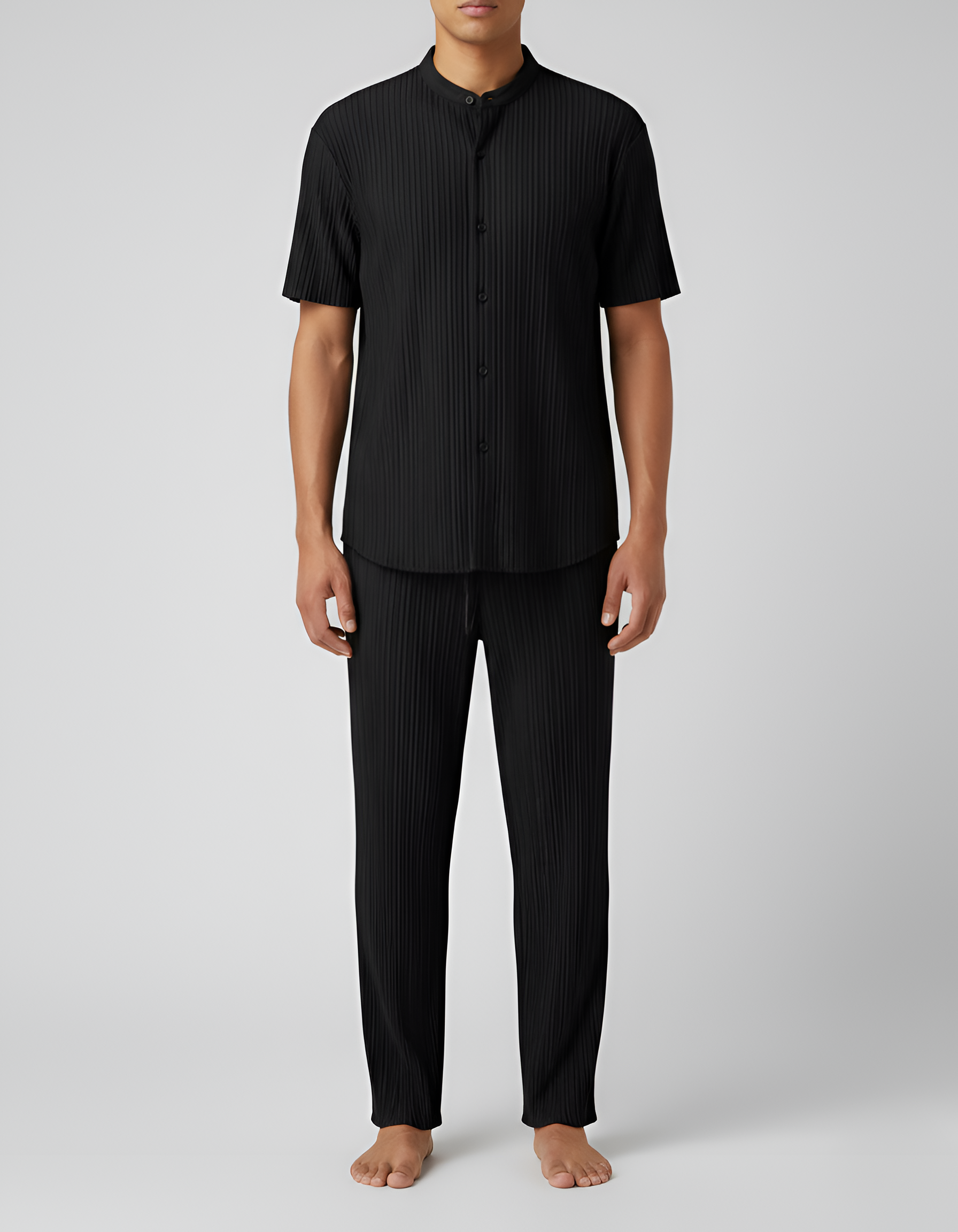 Pánsky letný set s krátkym rukávom košele a nohavíc z bavlnenej zmesi