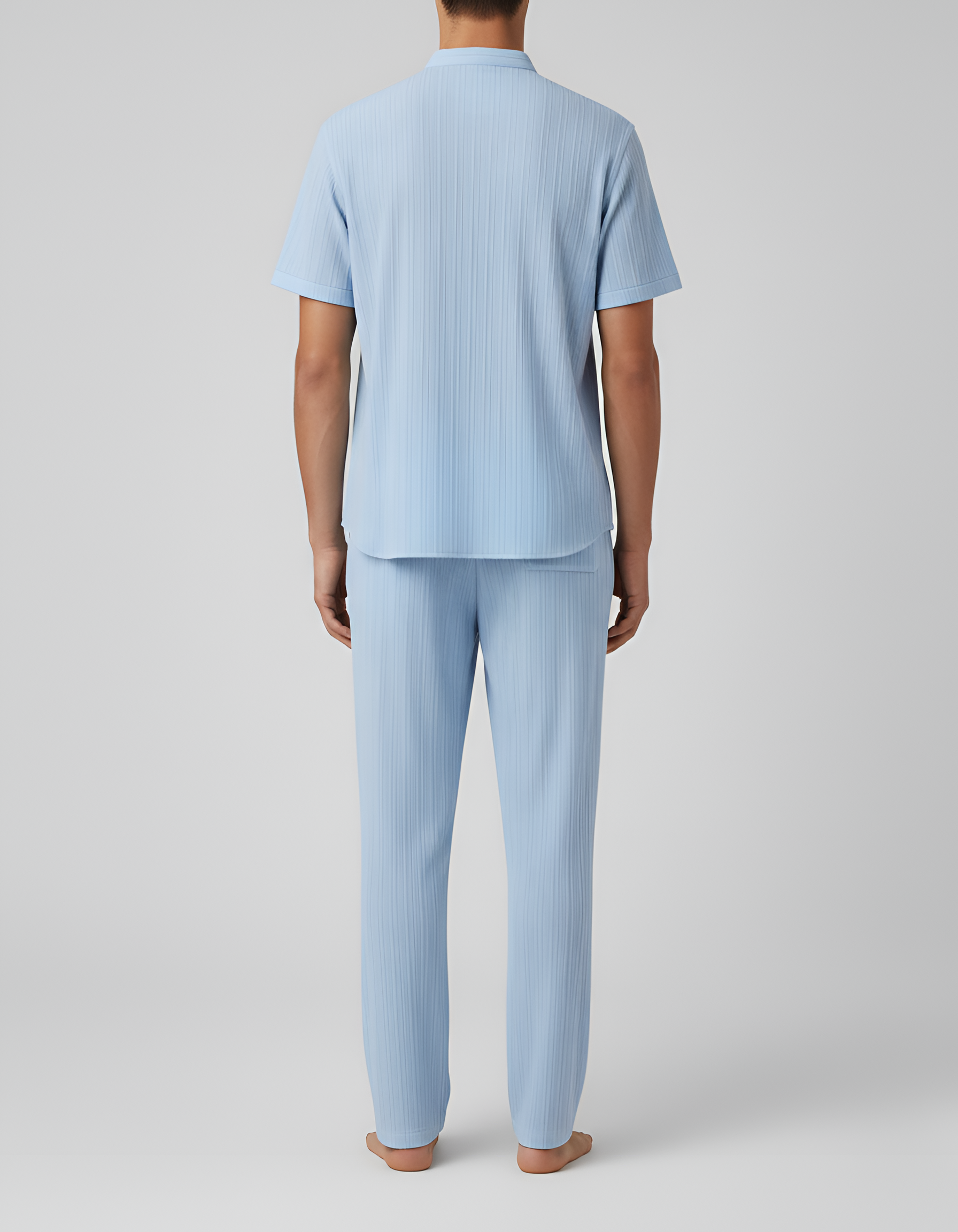 Pánsky letný set s krátkym rukávom košele a nohavíc z bavlnenej zmesi