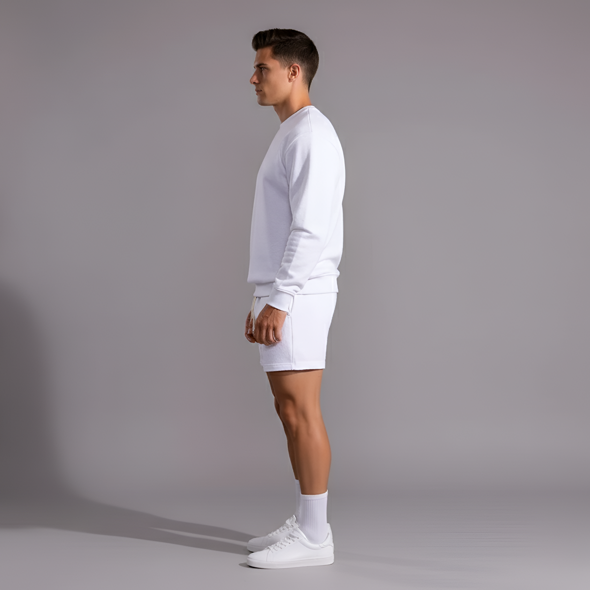 Men's cotton shorts with elastic waist and drawstring, casual summer shorts