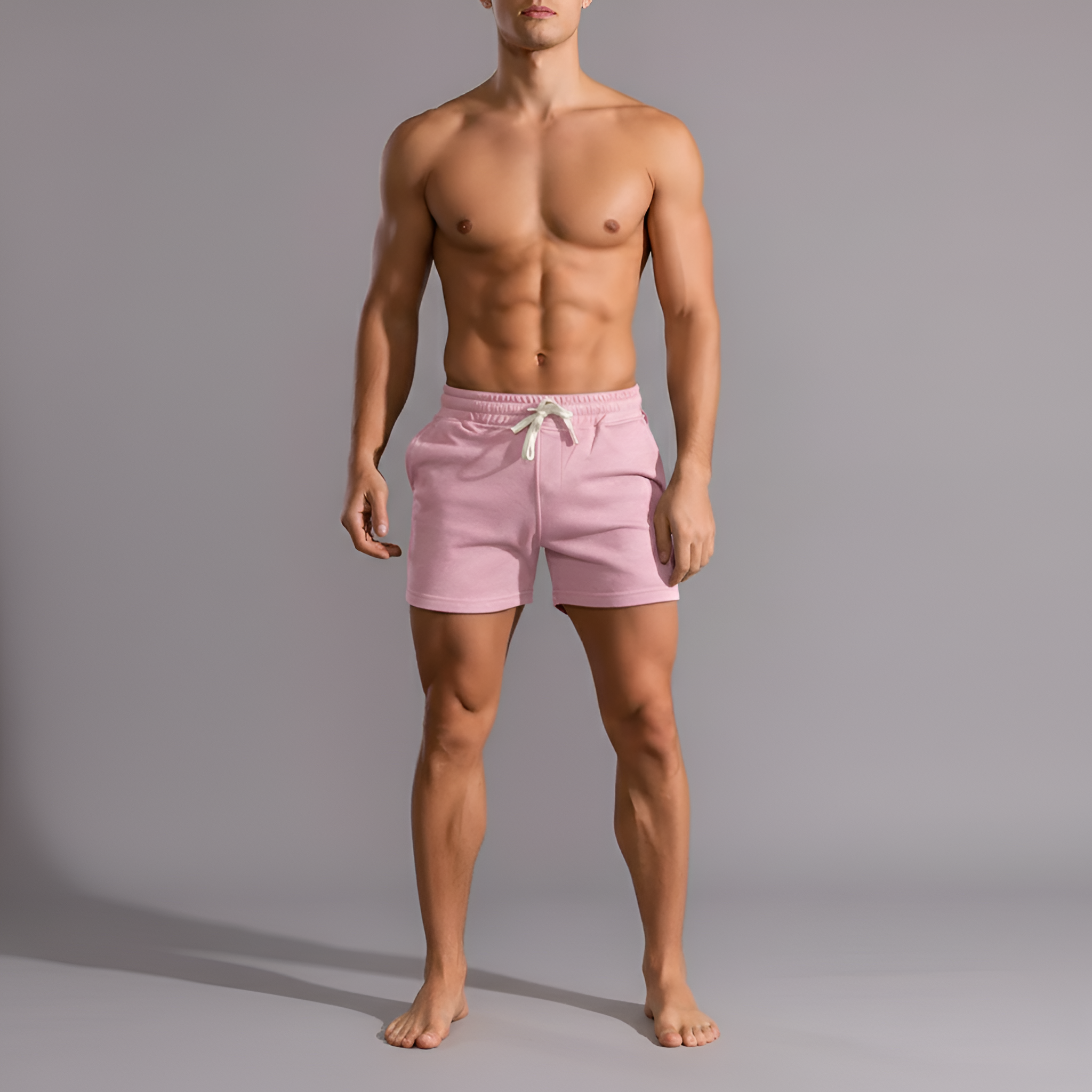 Herre bomulds shorts med elastisk talje og snøre casual sommer shorts
