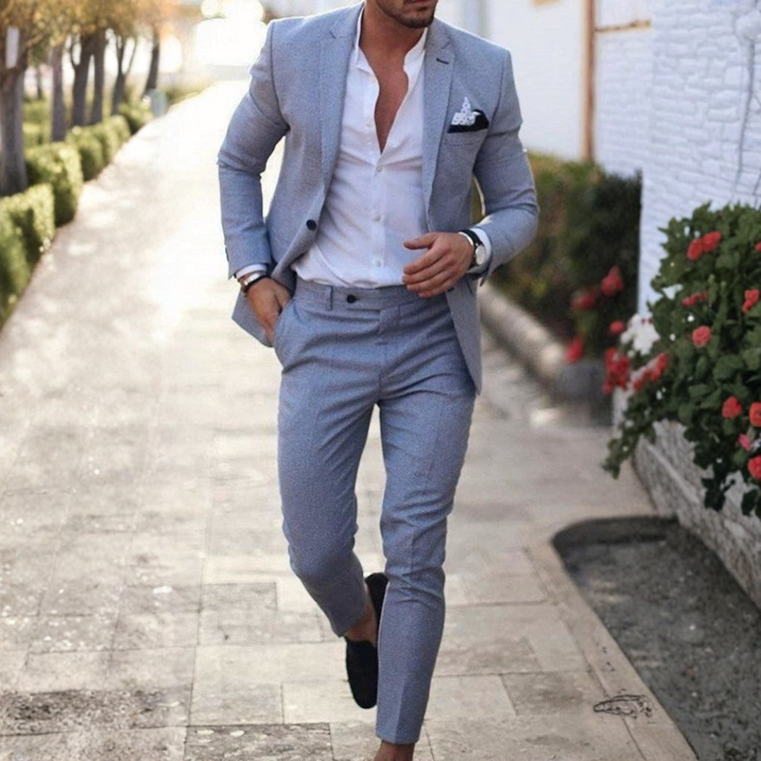 Slim Fit Hørsæt til Herre med Blazer og Bukser