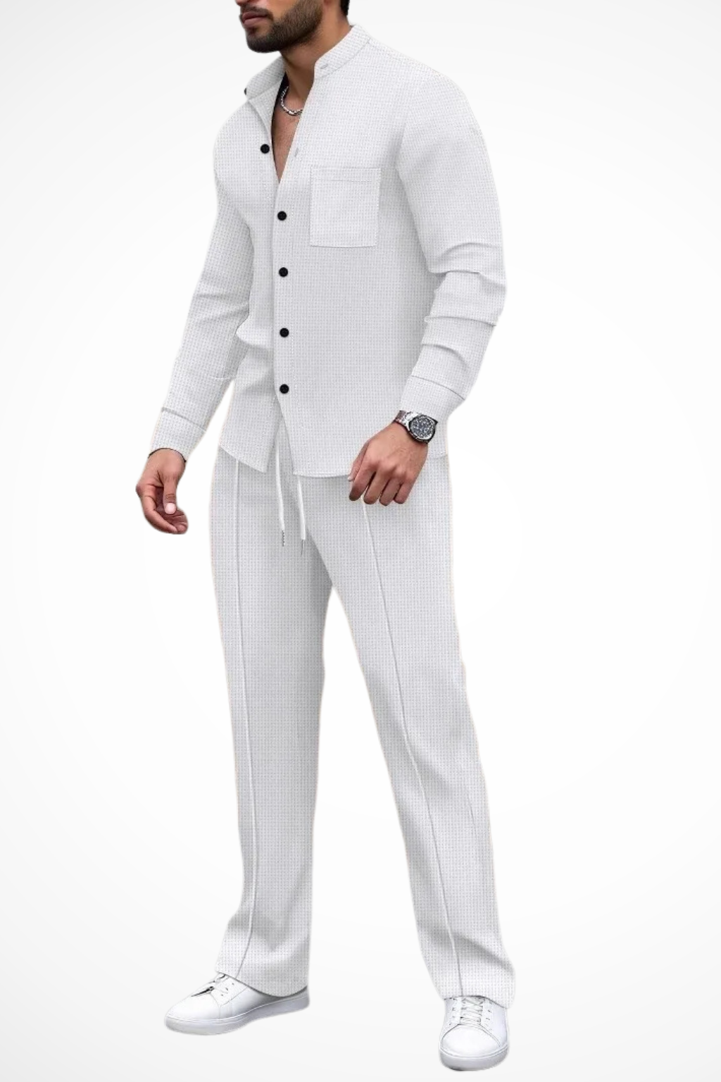 Barrington | Textured Button-Down Shirt and Pants 2-Piece Set for Men