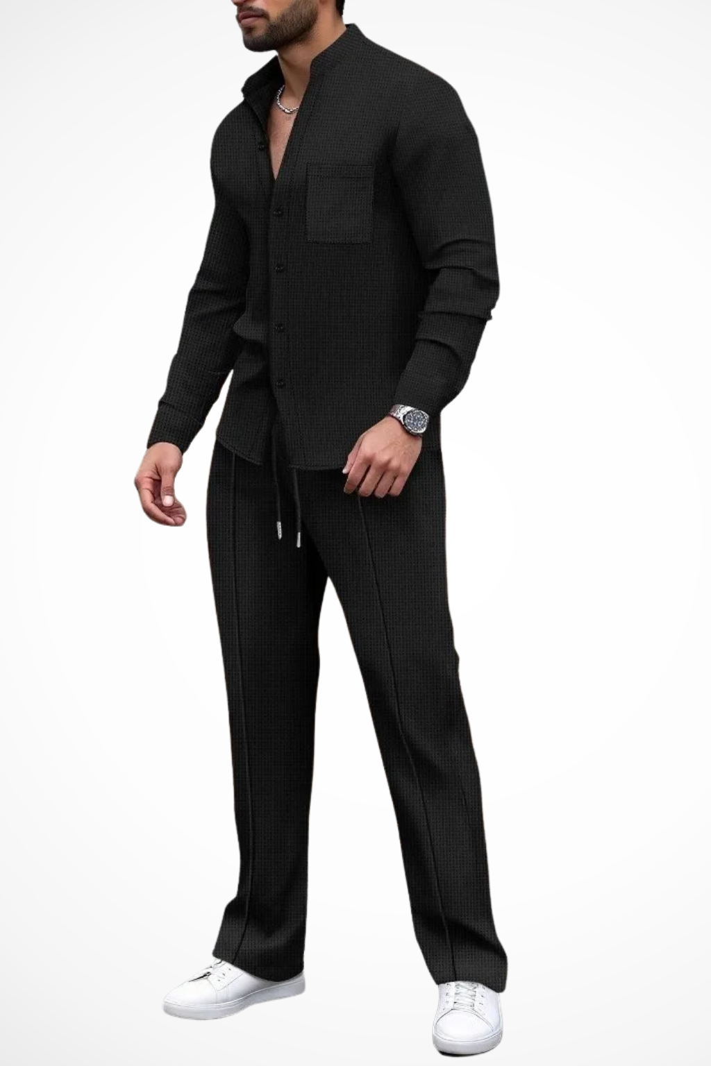 Barrington | Textured Button-Down Shirt and Pants 2-Piece Set for Men