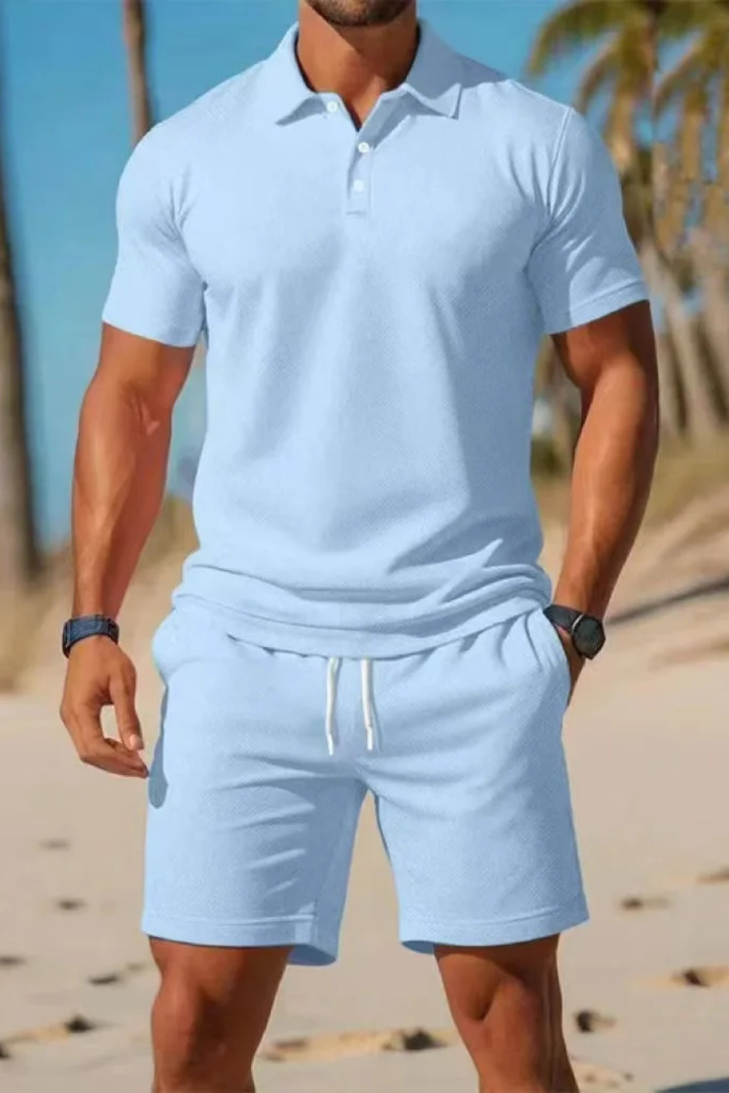 Dexter | Pánská polokošile s krátkým rukávem a šortky se šňůrkou, letní outfit set
