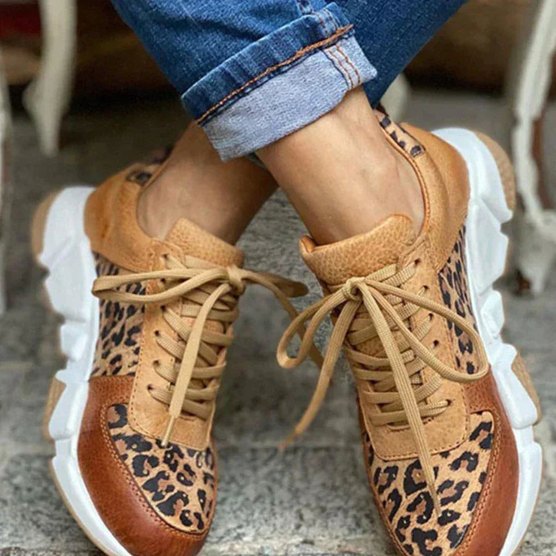 Leopard Sneakers til Dame – Komfortable Hverdagssko med Snørebånd