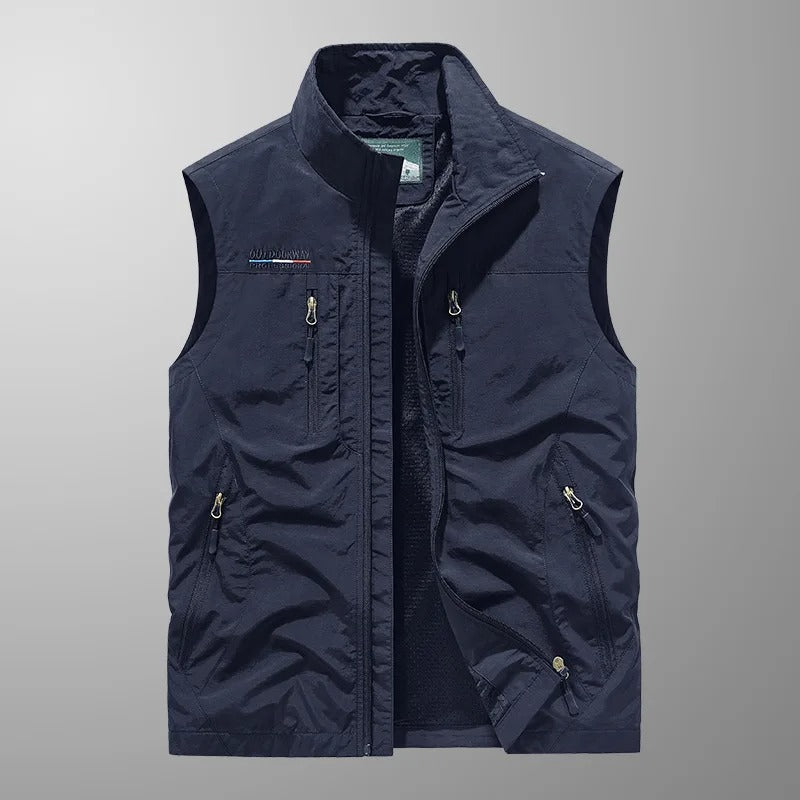Herre Cargo Vest med Lynlås og Flere Lommer til Outdoor