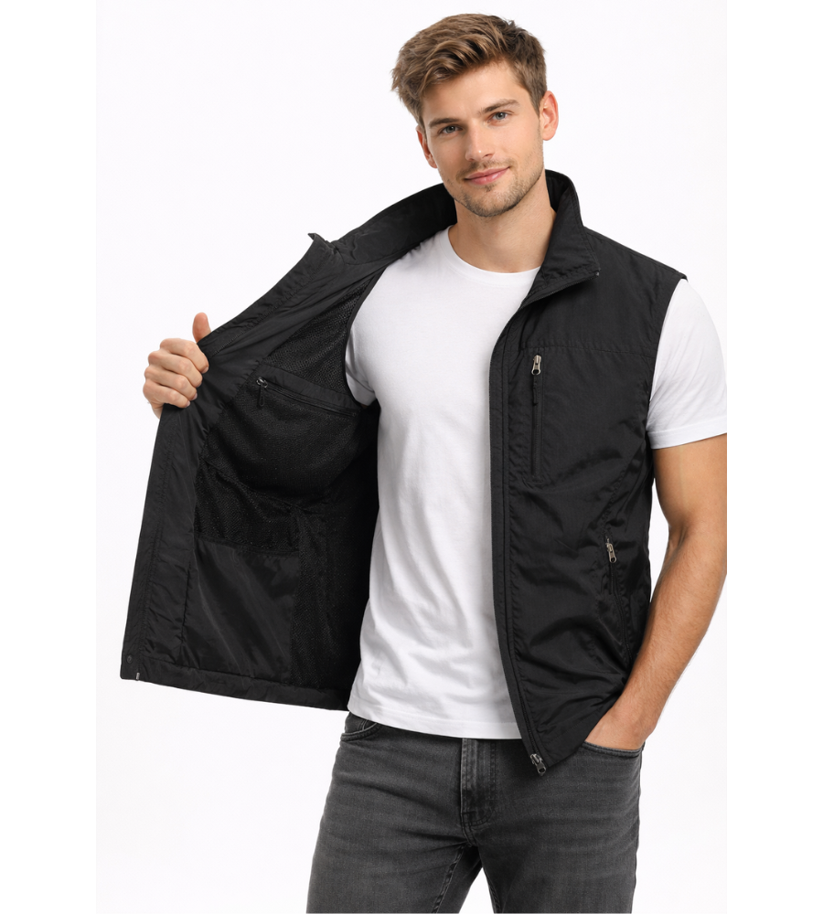 Herre Bodywarmer med Lynlås og Ståkrave – Let Outdoor Vest
