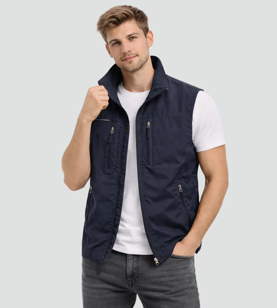 Herre Bodywarmer med Lynlås og Ståkrave – Let Outdoor Vest