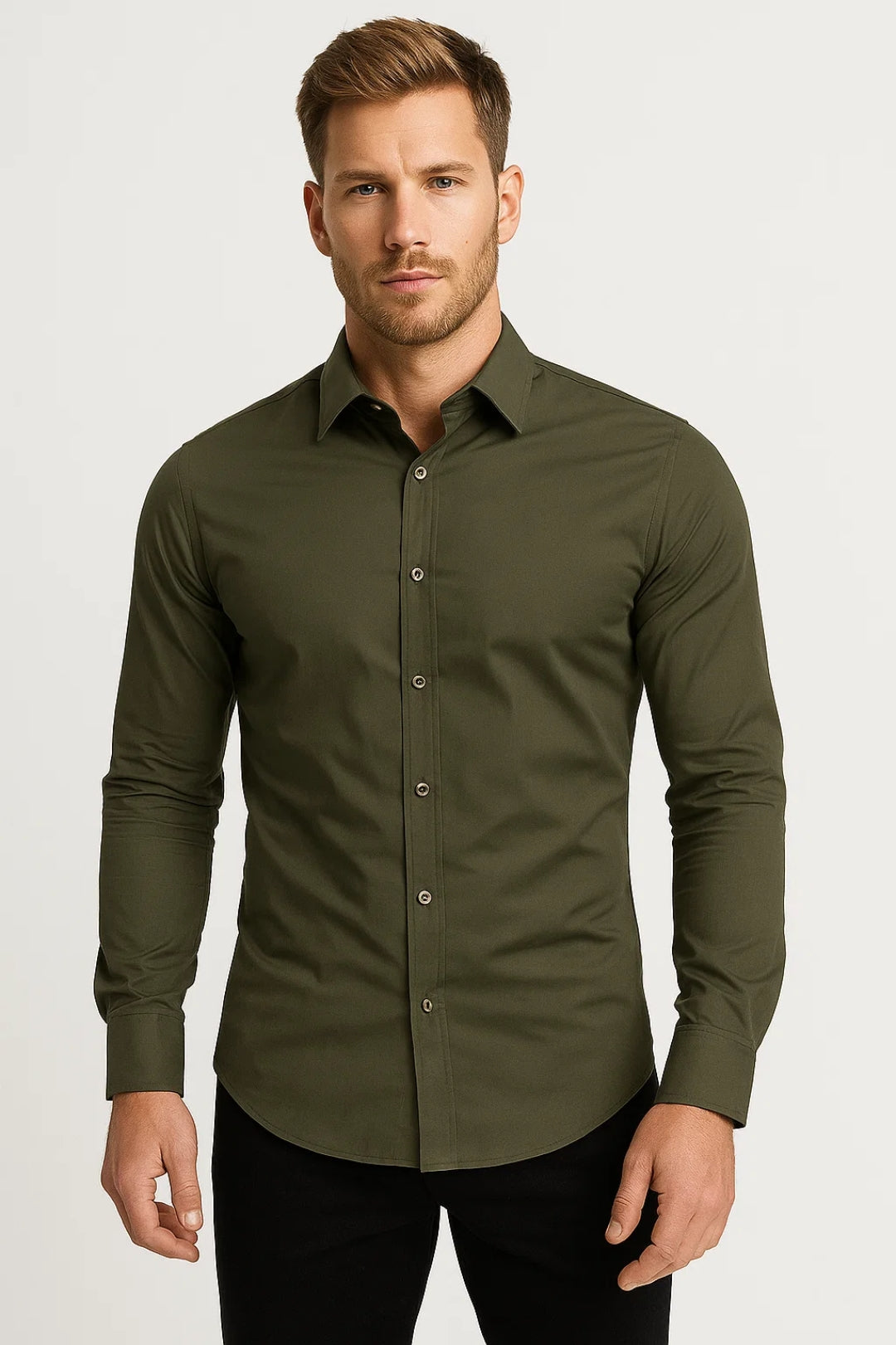 Men's Shirt - Slim Fit Long Sleeve Shirt | Casual