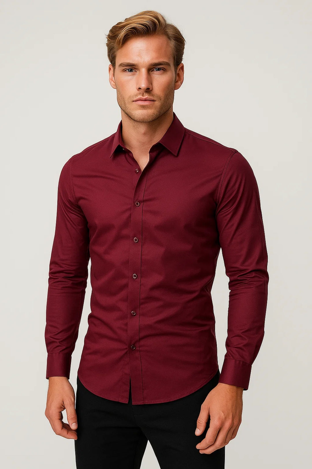 Men's Shirt - Slim Fit Long Sleeve Shirt | Casual