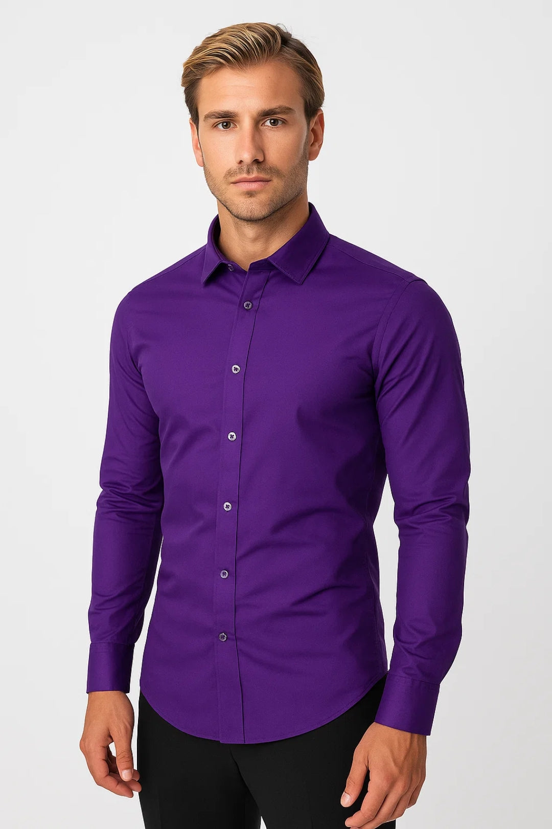 Men's Shirt - Slim Fit Long Sleeve Shirt | Casual