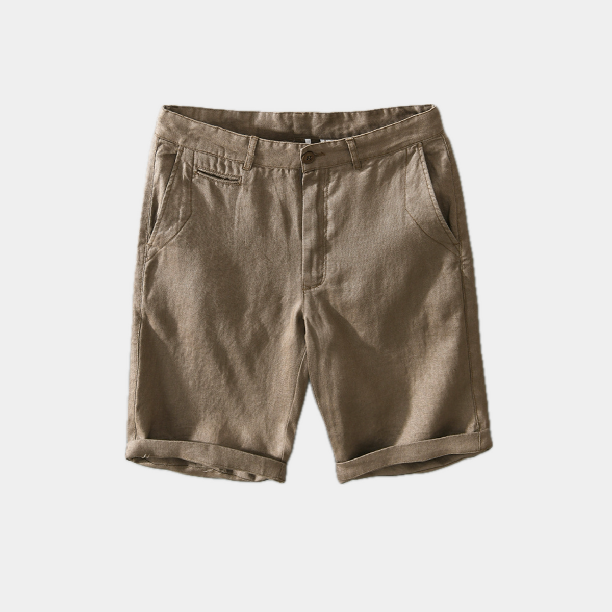 Κομψά καλοκαιρινά ανδρικά slim fit σορτς από λινό με πλαϊνές τσέπες