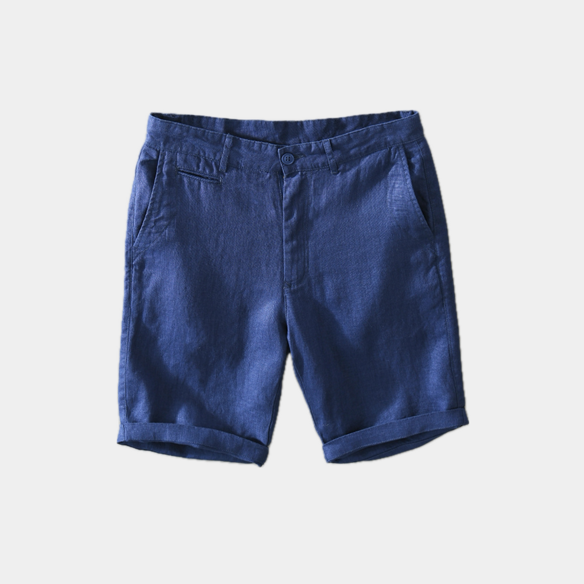 Κομψά καλοκαιρινά ανδρικά slim fit σορτς από λινό με πλαϊνές τσέπες