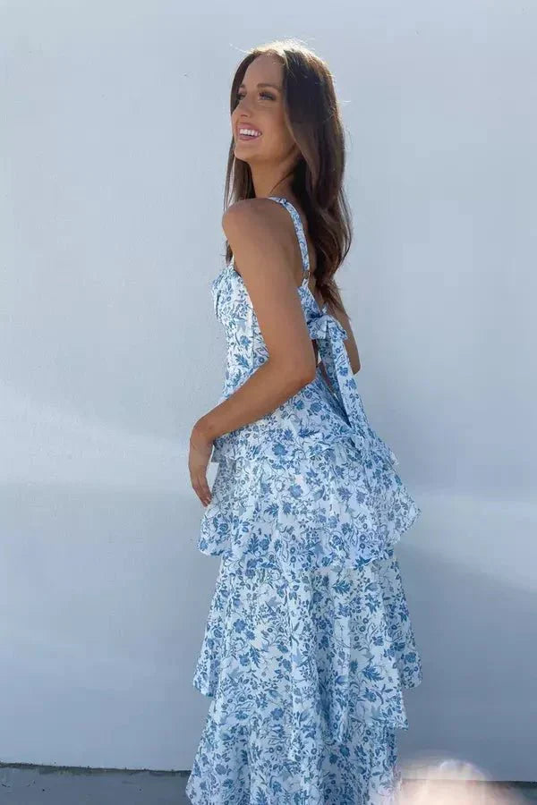 Φλοράλ boho μακρύ φόρεμα