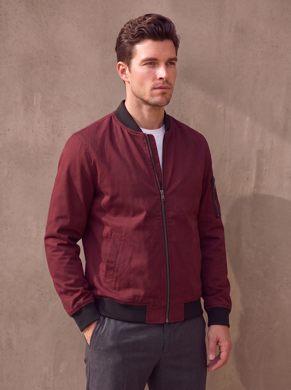 Lehká pánská bomberová bunda s běžným střihem