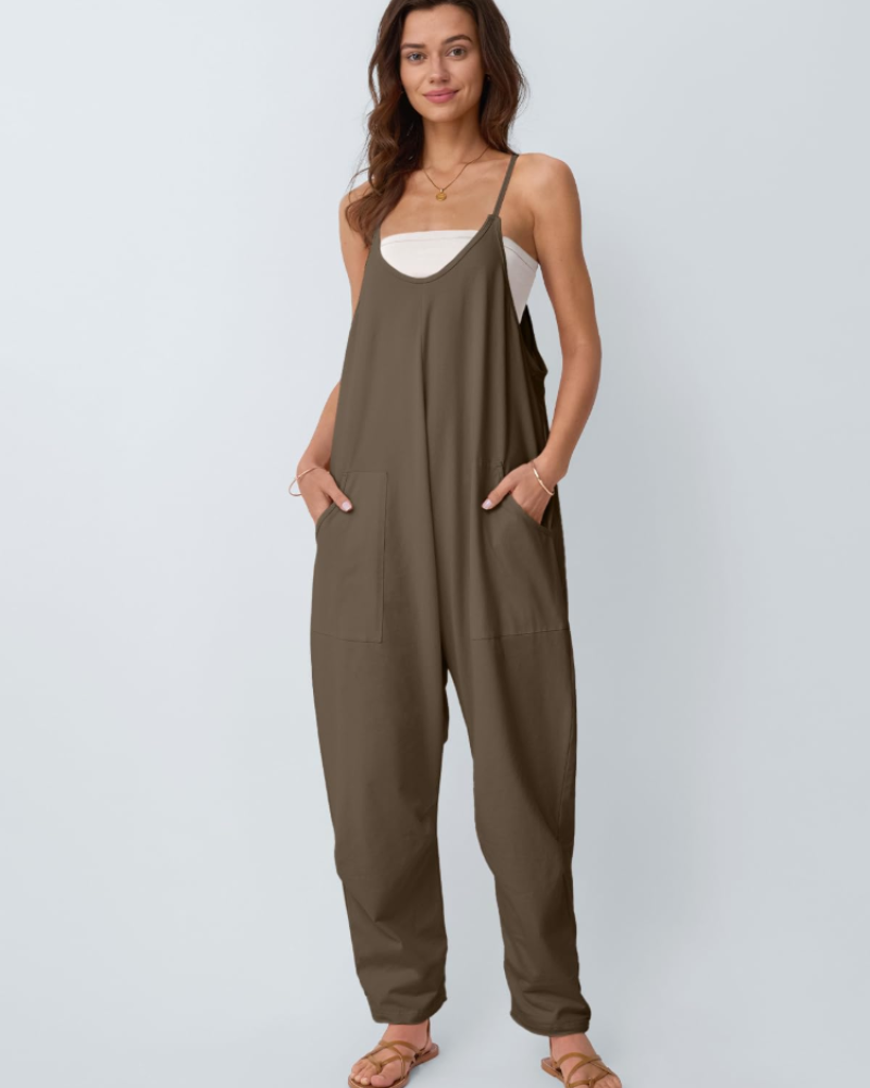 Løs Sommer Jumpsuit til Dame med Brede Stropper