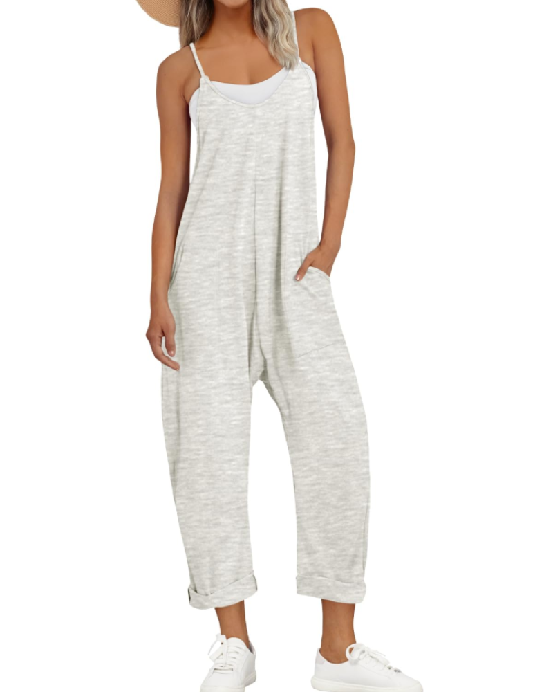 Løs Sommer Jumpsuit til Dame med Brede Stropper