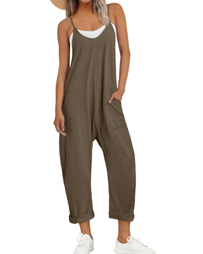 Løs Sommer Jumpsuit til Dame med Brede Stropper