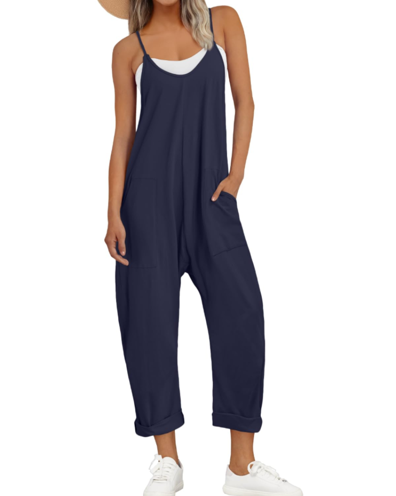 Løs Sommer Jumpsuit til Dame med Brede Stropper