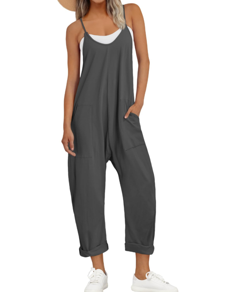 Løs Sommer Jumpsuit til Dame med Brede Stropper