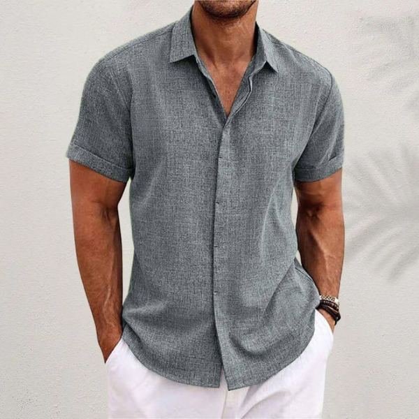Camicia da uomo in lino – maniche corte e confortevole e ariosa