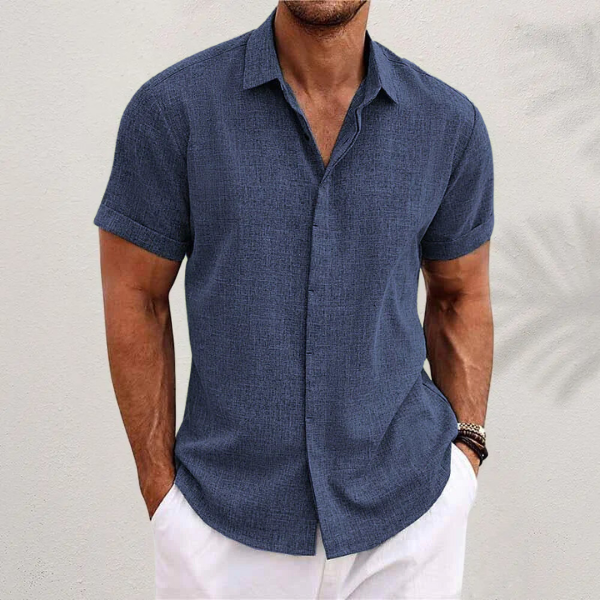 Camicia da uomo in lino – maniche corte e confortevole e ariosa
