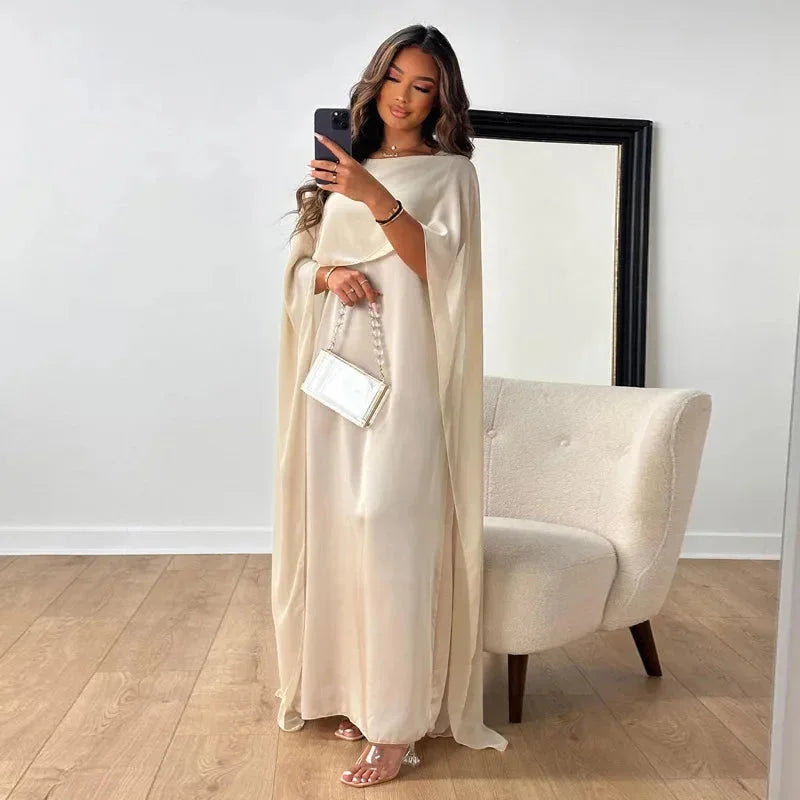 Robe longue élégante cape pour invitée de mariage femme
