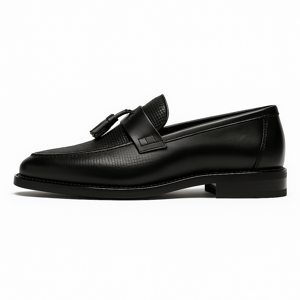 Bellivaro | Mocassins à enfiler pour homme avec pampilles | Empiècement tissé sur le devant