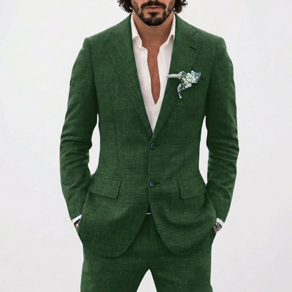 Costume de marié pour homme avec coupe décontractée et revers classique | Été
